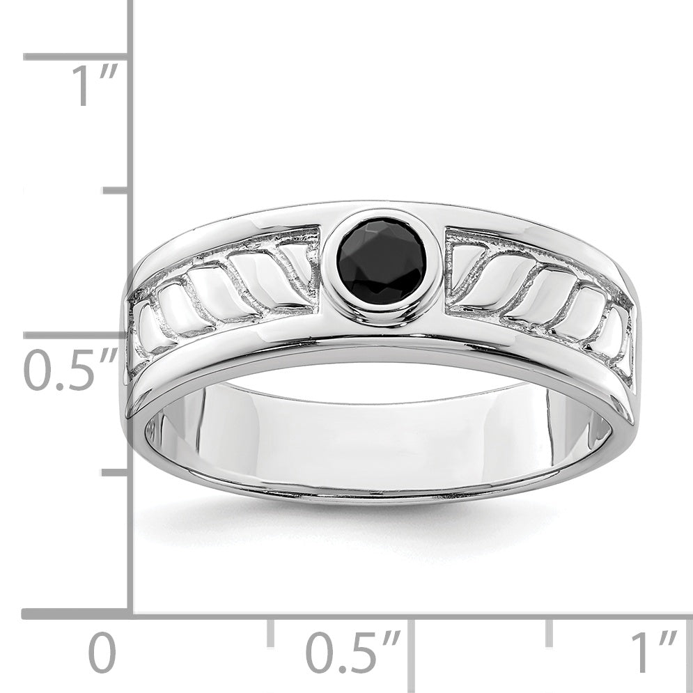 Sterlingsilber Rhodiniert Herren Onyx Ring
