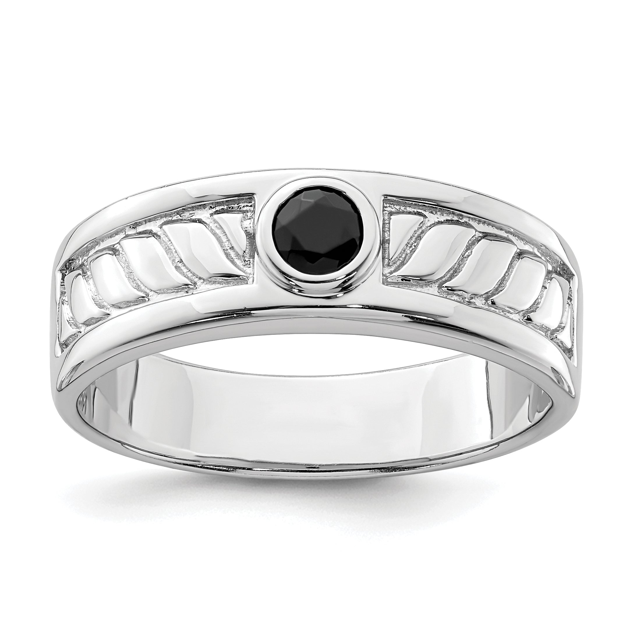 Sterlingsilber Rhodiniert Herren Onyx Ring
