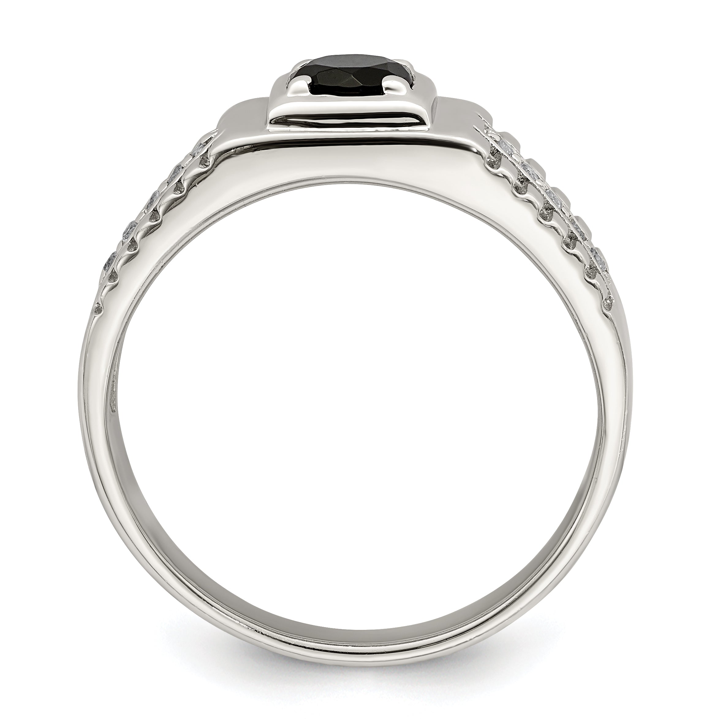 Sterlingsilber Rhodiniert Herren Onyx und Weiß Topas Ring