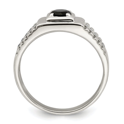 Sterlingsilber Rhodiniert Herren Onyx und Weiß Topas Ring