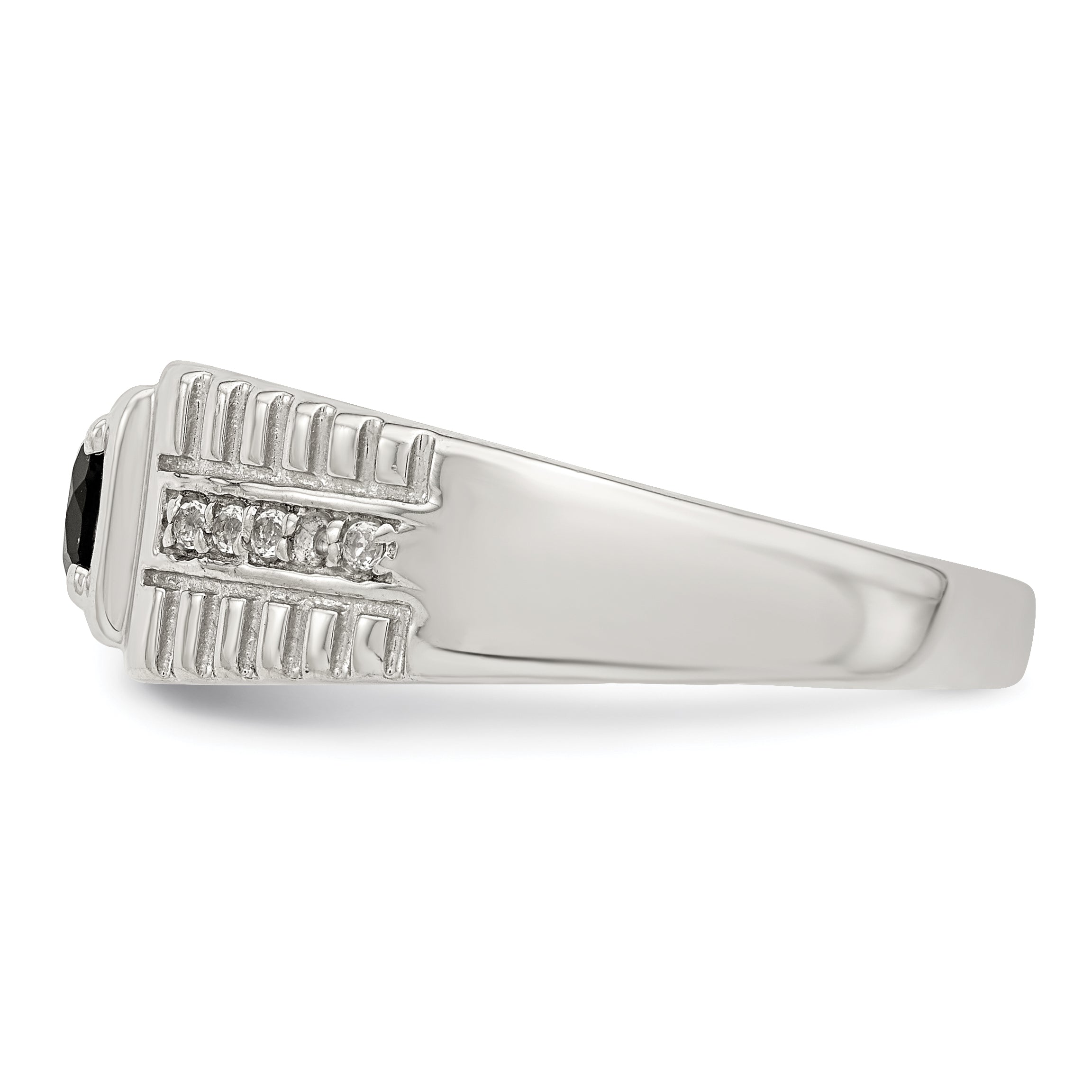 Sterlingsilber Rhodiniert Herren Onyx und Weiß Topas Ring