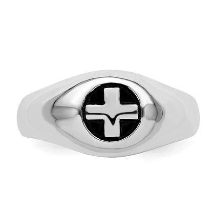 Sterlingsilber Rhodiniert & Antikisiert Kreuz Ring