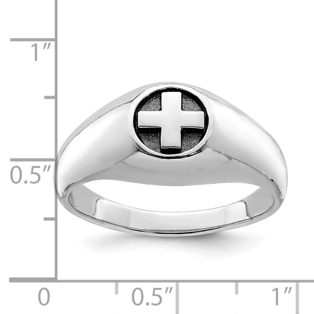 Sterlingsilber Rhodiniert & Antikisiert Kreuz Ring