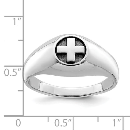 Sterlingsilber Rhodiniert & Antikisiert Kreuz Ring
