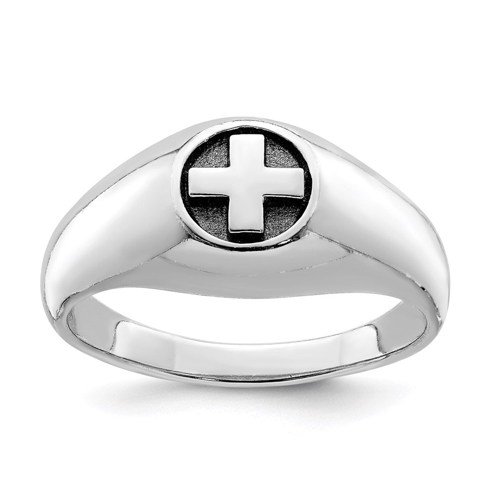 Sterlingsilber Rhodiniert & Antikisiert Kreuz Ring