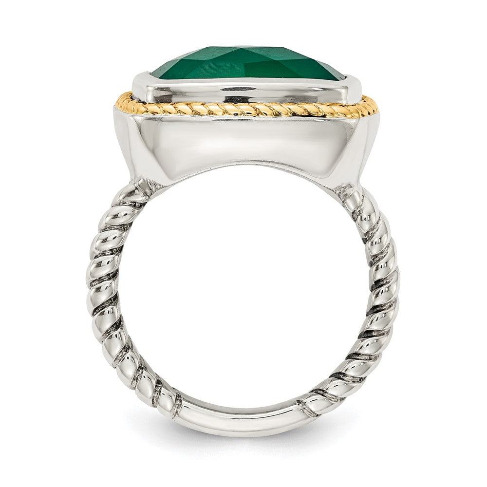 14K/silver Bicolor Sterlingsilber 14K Grün Onyx Ring (size 7 Nur)
