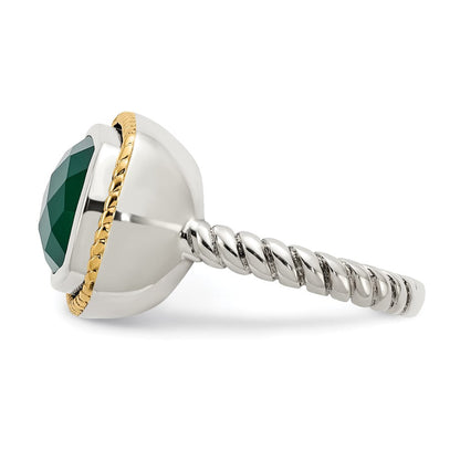 14K/silver Bicolor Sterlingsilber 14K Grün Onyx Ring (size 7 Nur)