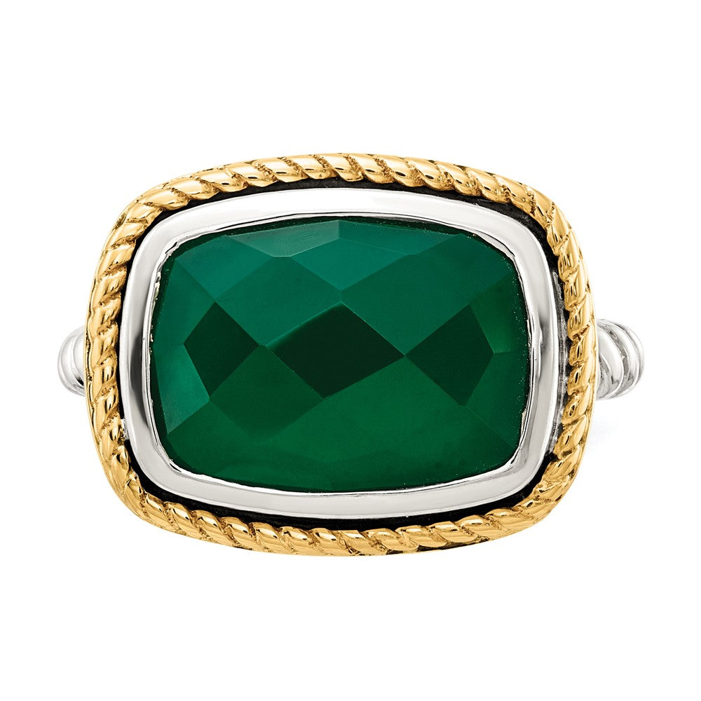 14K/silver Bicolor Sterlingsilber 14K Grün Onyx Ring (size 7 Nur)