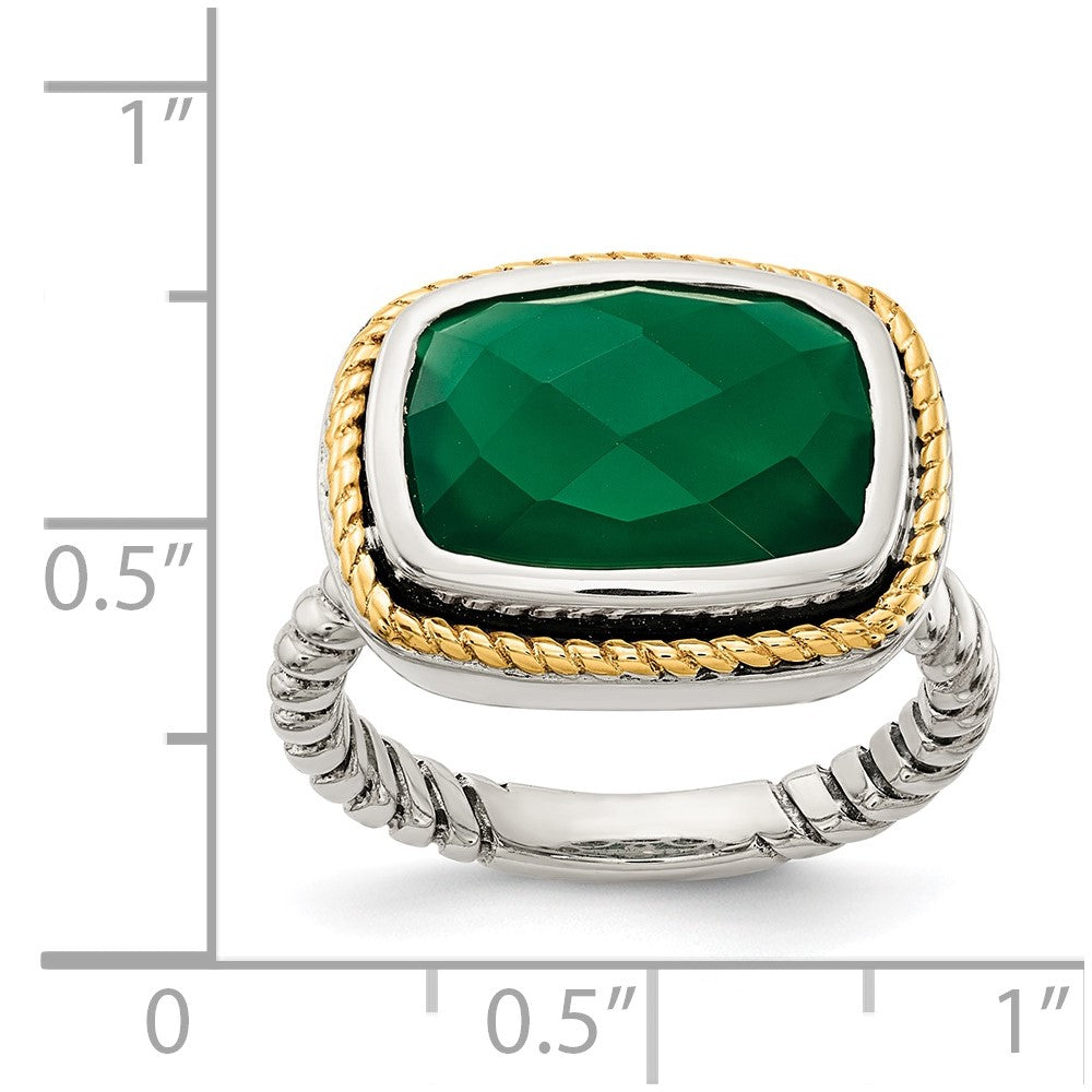 14K/silver Bicolor Sterlingsilber 14K Grün Onyx Ring (size 7 Nur)
