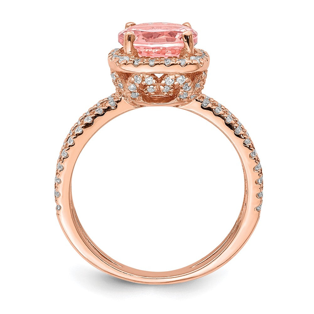Sterlingsilber Roséfarben Rosa Mittig Nano Kristall & Zirkonia Quadratisch Ring