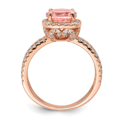 Sterlingsilber Roséfarben Rosa Mittig Nano Kristall & Zirkonia Quadratisch Ring