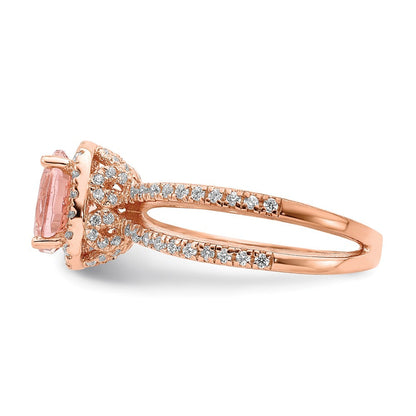 Sterlingsilber Roséfarben Rosa Mittig Nano Kristall & Zirkonia Quadratisch Ring