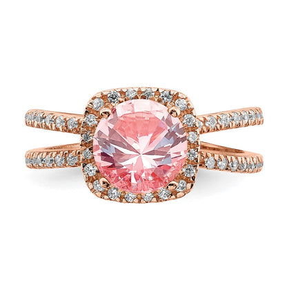 Sterlingsilber Roséfarben Rosa Mittig Nano Kristall & Zirkonia Quadratisch Ring