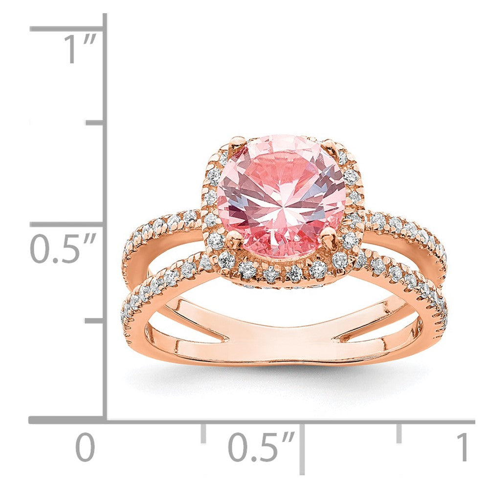 Sterlingsilber Roséfarben Rosa Mittig Nano Kristall & Zirkonia Quadratisch Ring