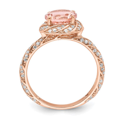 Sterlingsilber Roséfarben Weiß Zirkonia und Rosa Kristall Ring
