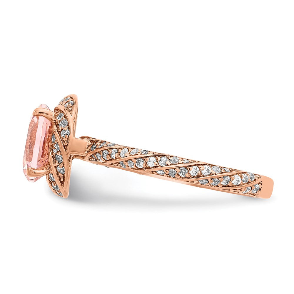 Sterlingsilber Roséfarben Weiß Zirkonia und Rosa Kristall Ring