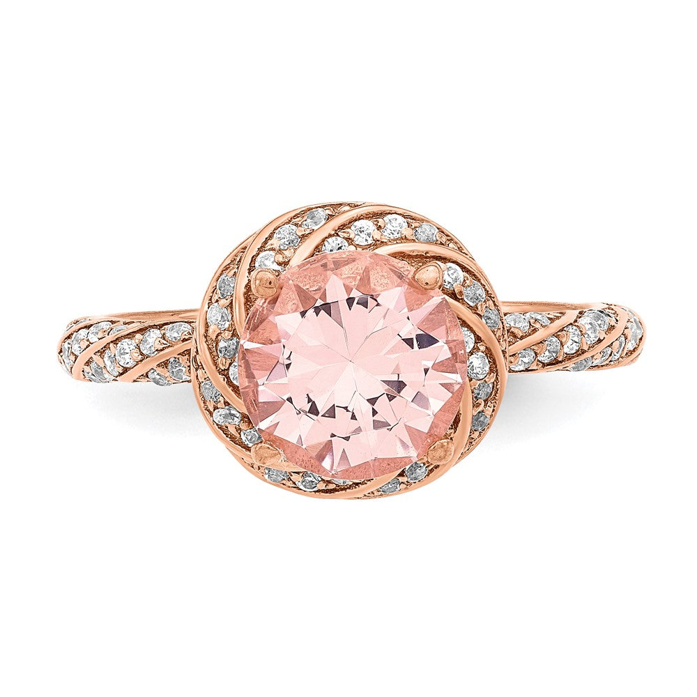 Sterlingsilber Roséfarben Weiß Zirkonia und Rosa Kristall Ring