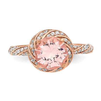Sterlingsilber Roséfarben Weiß Zirkonia und Rosa Kristall Ring