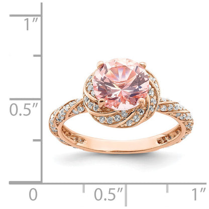 Sterlingsilber Roséfarben Weiß Zirkonia und Rosa Kristall Ring