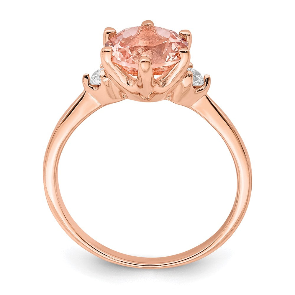 Sterlingsilber Rose Vergoldet Rosa Kristall und Weiß Zirkonia Ring (size 8 Nur)