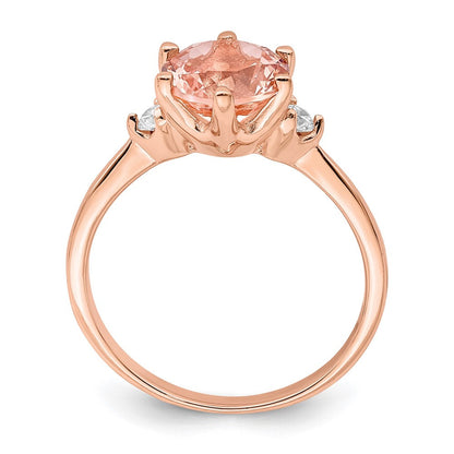 Sterlingsilber Rose Vergoldet Rosa Kristall und Weiß Zirkonia Ring (size 8 Nur)