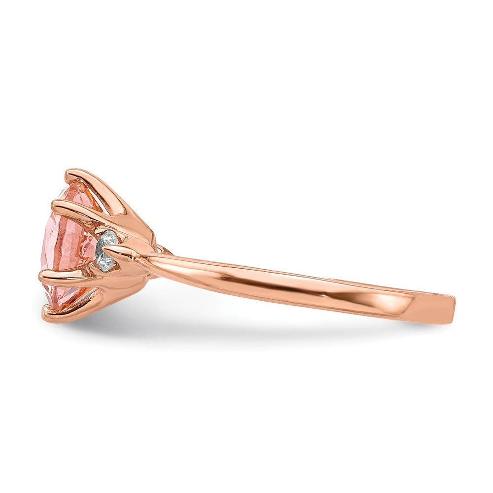 Sterlingsilber Rose Vergoldet Rosa Kristall und Weiß Zirkonia Ring (size 8 Nur)