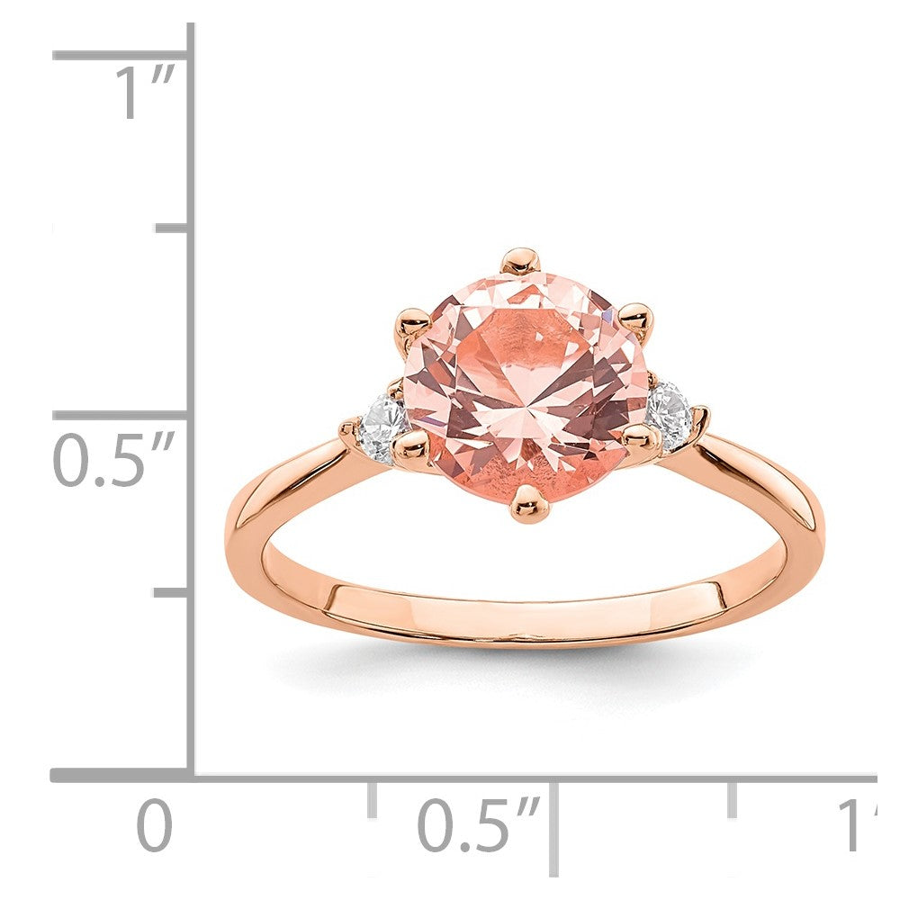 Sterlingsilber Rose Vergoldet Rosa Kristall und Weiß Zirkonia Ring (size 8 Nur)