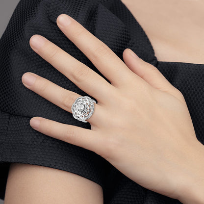 Sterlingsilber Rhodiniert 6mm Zirkonia Mittig Geflochten Ring