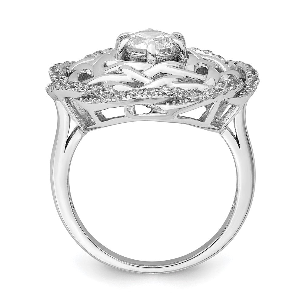 Sterlingsilber Rhodiniert 6mm Zirkonia Mittig Geflochten Ring