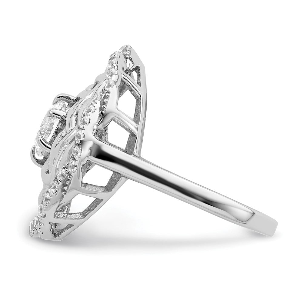 Sterlingsilber Rhodiniert 6mm Zirkonia Mittig Geflochten Ring
