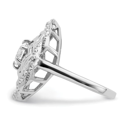 Sterlingsilber Rhodiniert 6mm Zirkonia Mittig Geflochten Ring