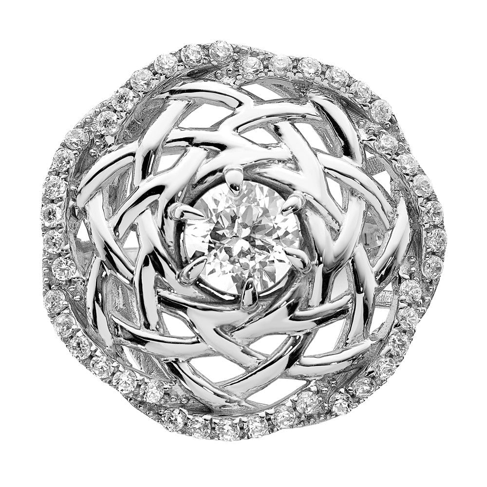 Sterlingsilber Rhodiniert 6mm Zirkonia Mittig Geflochten Ring