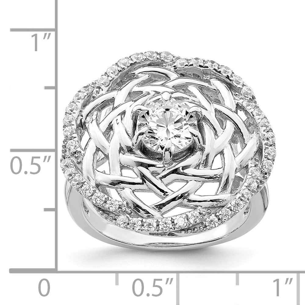 Sterlingsilber Rhodiniert 6mm Zirkonia Mittig Geflochten Ring