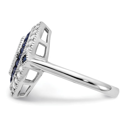 Sterlingsilber Rhodiniert Zirkonia und Synthetisch Blau Spinell Ring