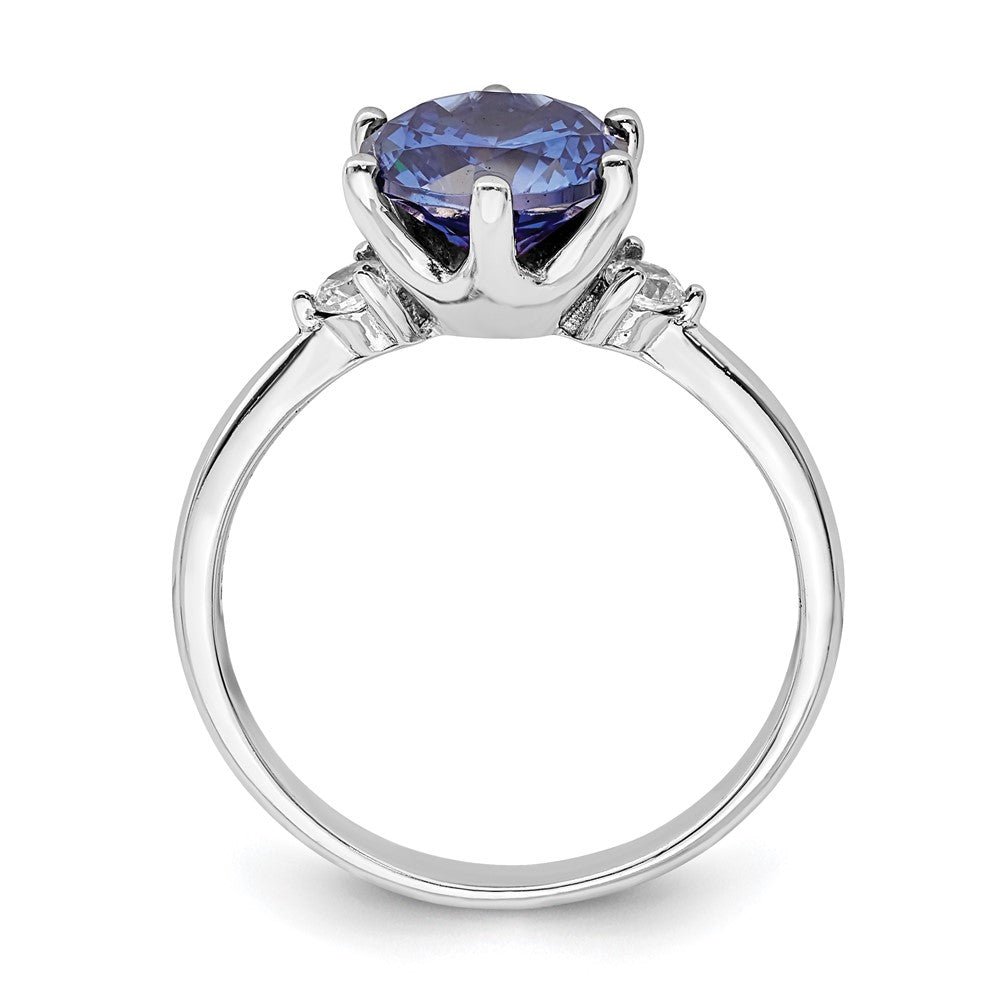 Sterlingsilber Rhodiniert Blau und Weiß Zirkonia Ring (size 6 Nur)