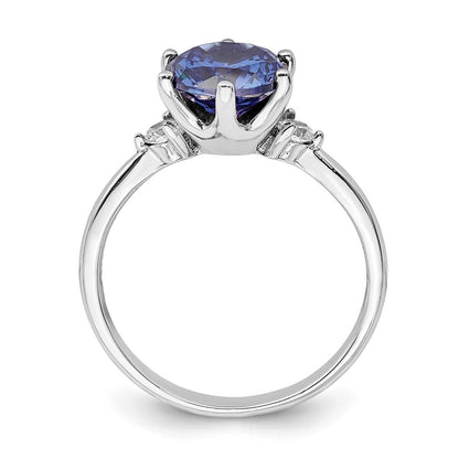 Sterlingsilber Rhodiniert Blau und Weiß Zirkonia Ring (size 6 Nur)