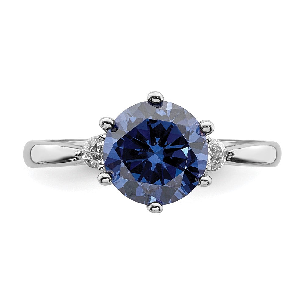 Sterlingsilber Rhodiniert Blau und Weiß Zirkonia Ring (size 6 Nur)