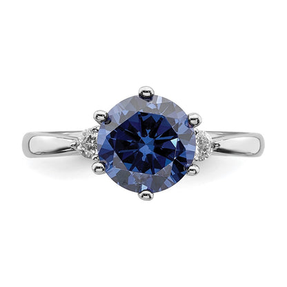 Sterlingsilber Rhodiniert Blau und Weiß Zirkonia Ring (size 6 Nur)