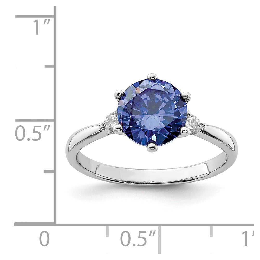 Sterlingsilber Rhodiniert Blau und Weiß Zirkonia Ring (size 6 Nur)