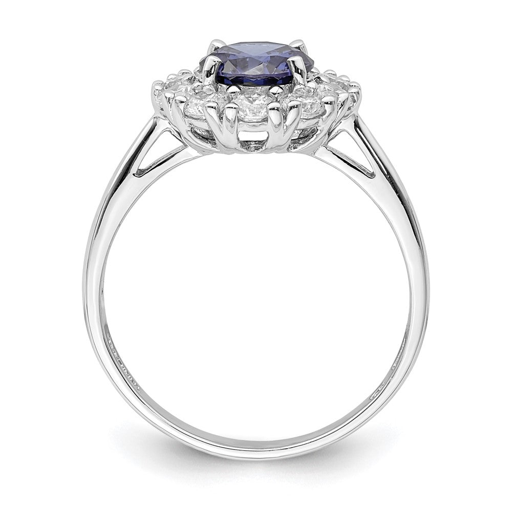 Sterlingsilber Rhodiniert Blau und Weiß Zirkonia Heiligenschein Ring