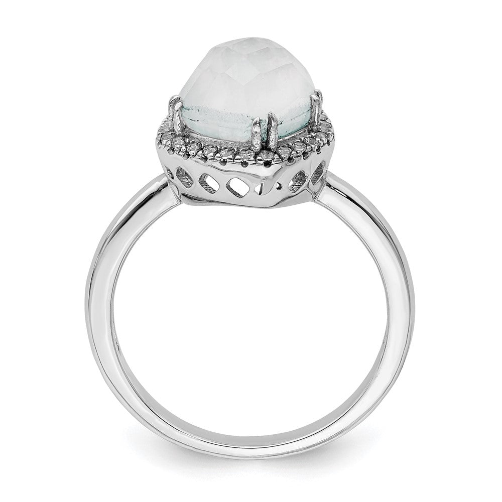 Sterlingsilber Rhodiniert Blau Lace Achat und Zirkonia Ring