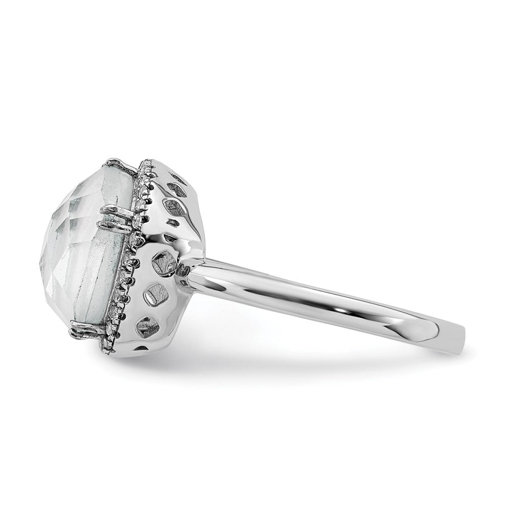 Sterlingsilber Rhodiniert Blau Lace Achat und Zirkonia Ring