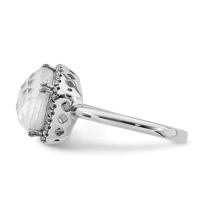 Sterlingsilber Rhodiniert Blau Lace Achat und Zirkonia Ring