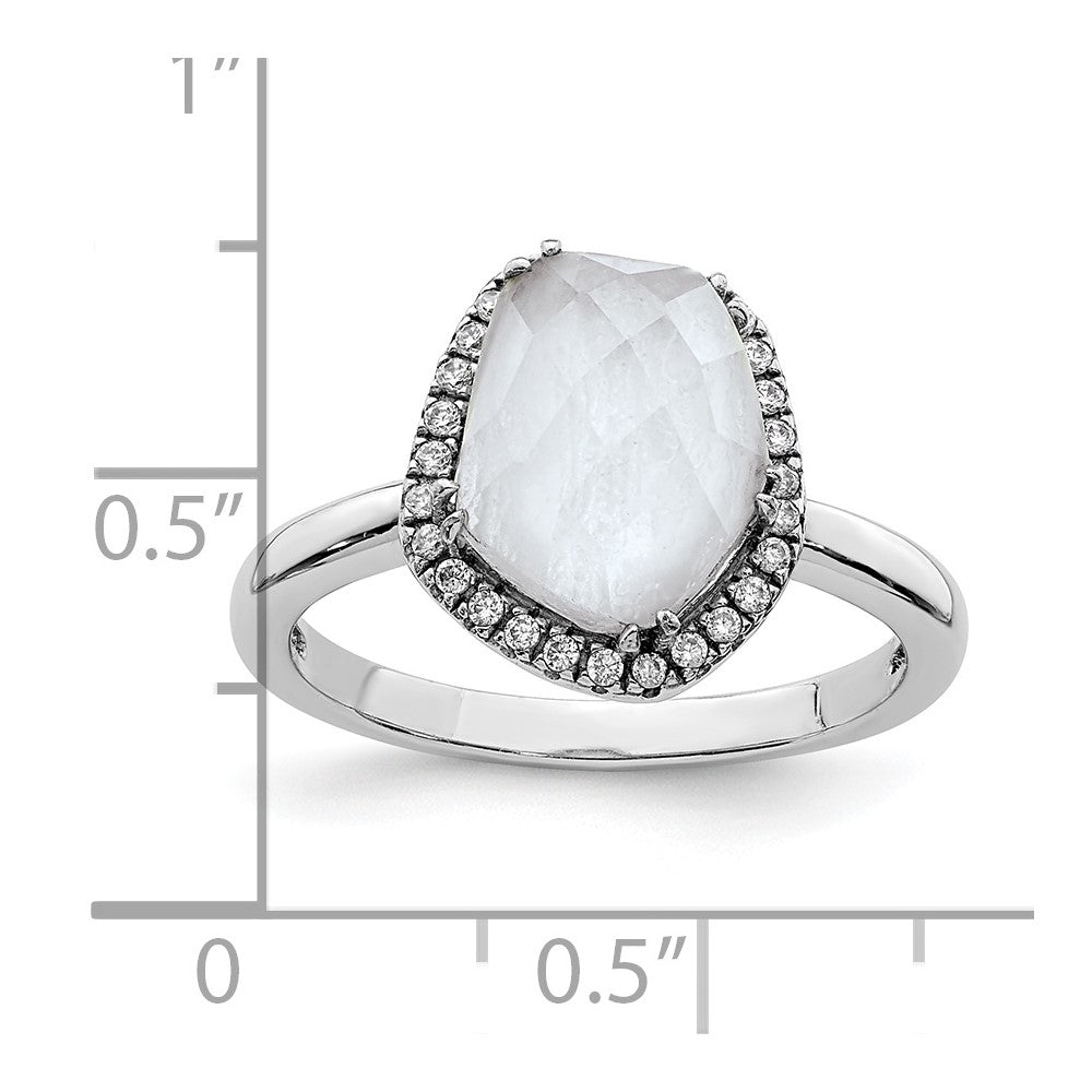 Sterlingsilber Rhodiniert Blau Lace Achat und Zirkonia Ring