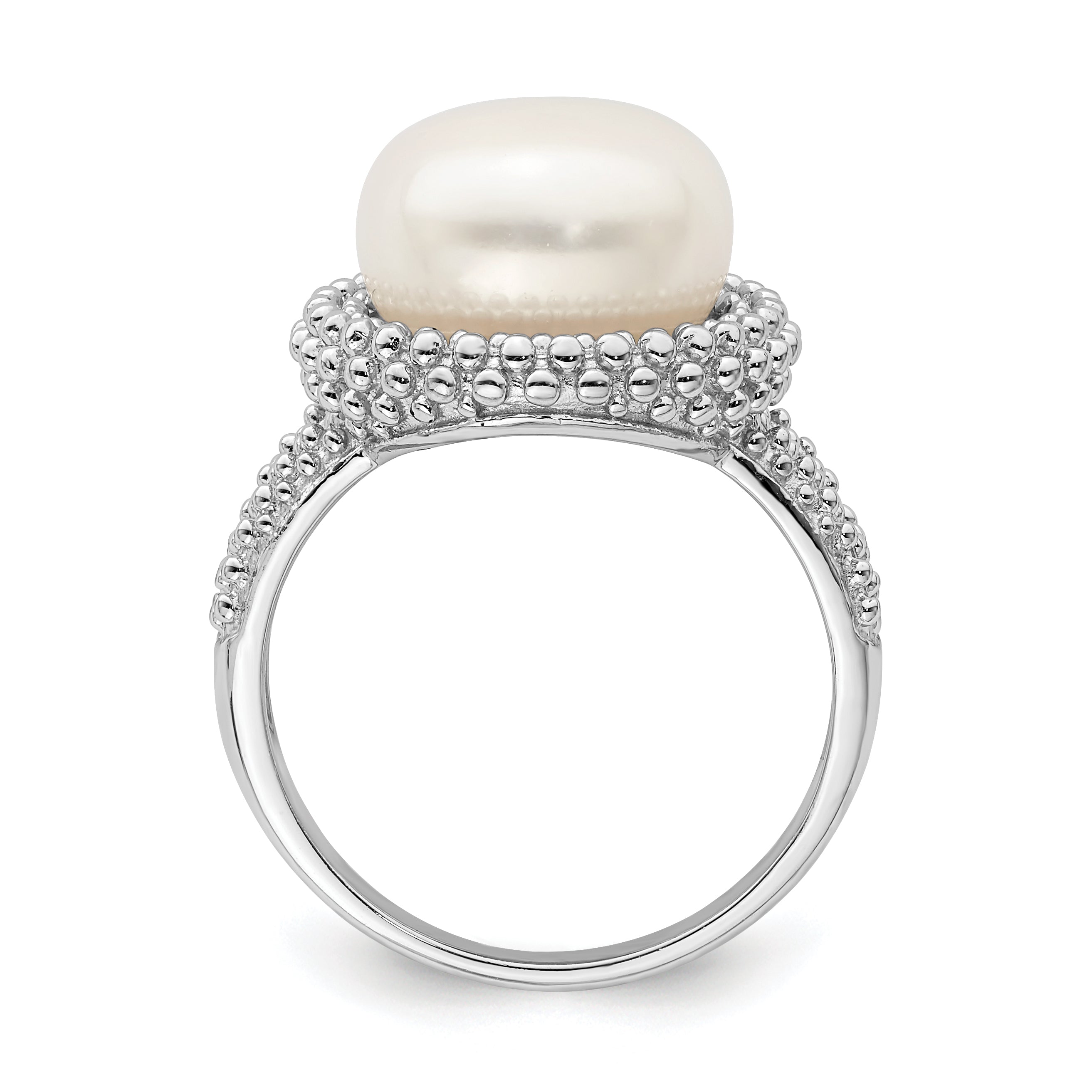 Sterlingsilber Rhod Platin 11 12mm Weiß Fwc Perle Ring