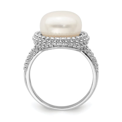 Sterlingsilber Rhod Platin 11 12mm Weiß Fwc Perle Ring