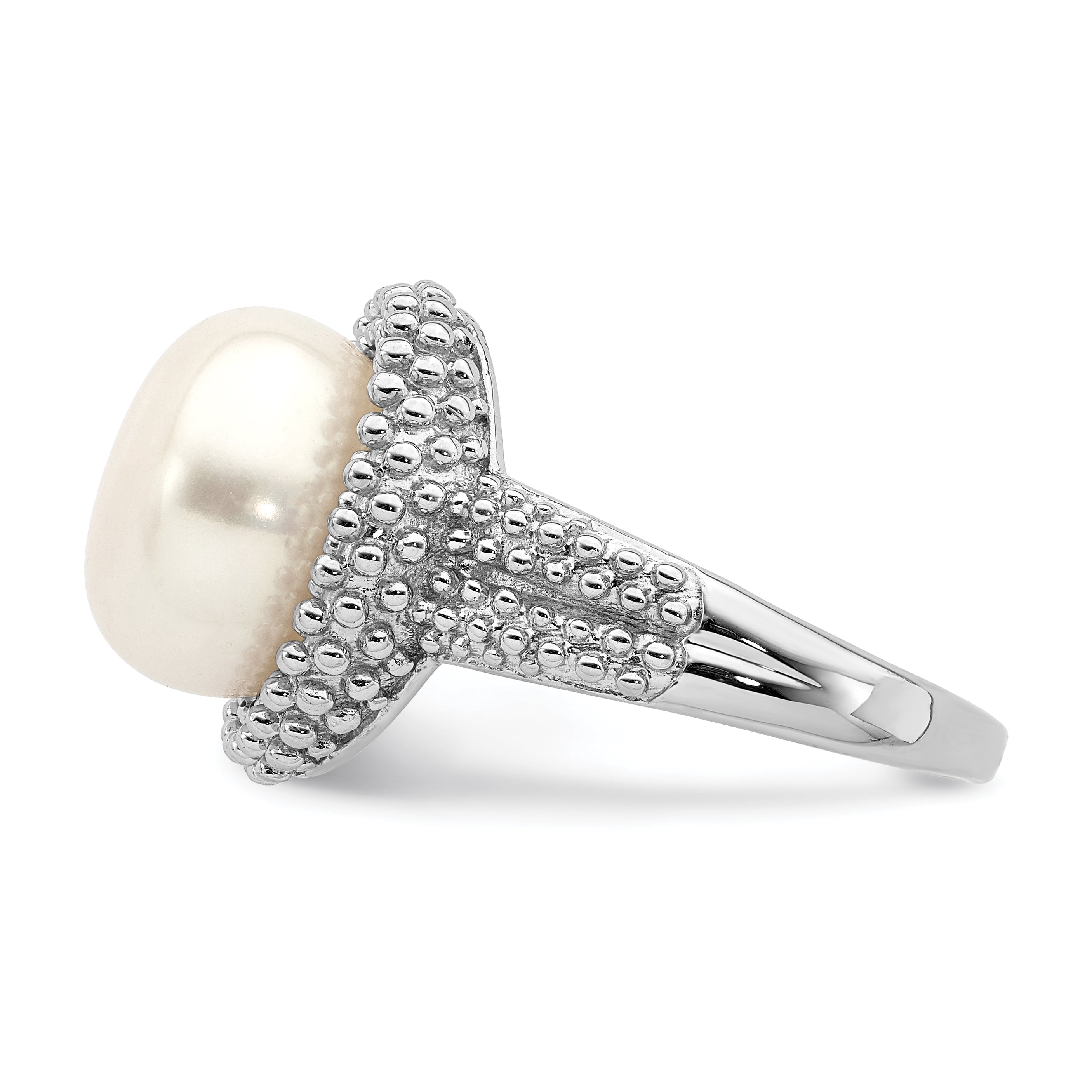 Sterlingsilber Rhod Platin 11 12mm Weiß Fwc Perle Ring