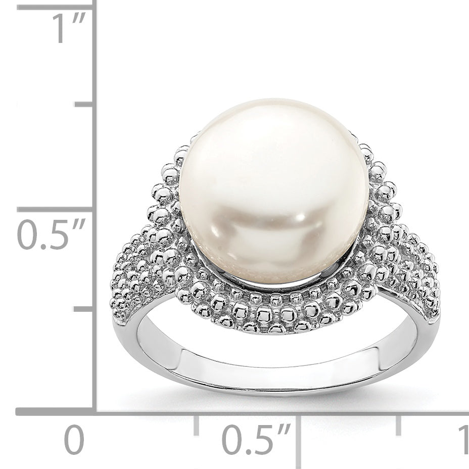Sterlingsilber Rhod Platin 11 12mm Weiß Fwc Perle Ring