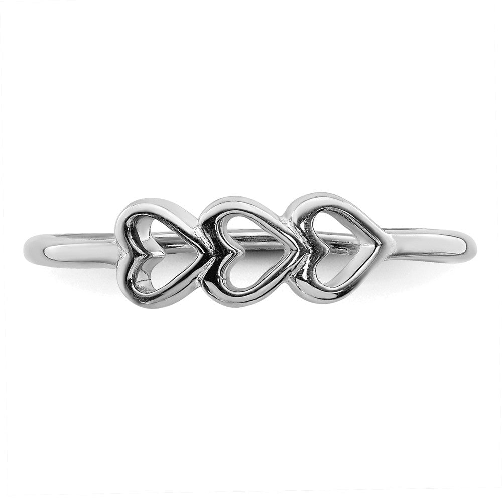 Sterlingsilber Rhodiniert Herzen Ring