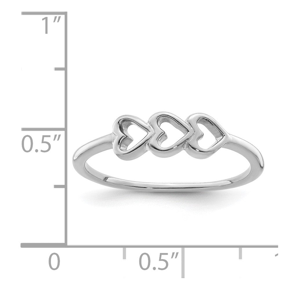 Sterlingsilber Rhodiniert Herzen Ring